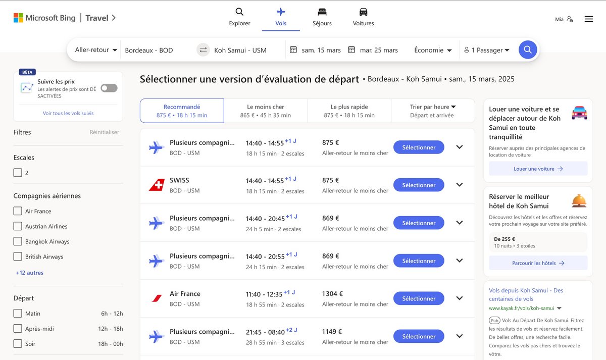 Bing Comparateur Vols