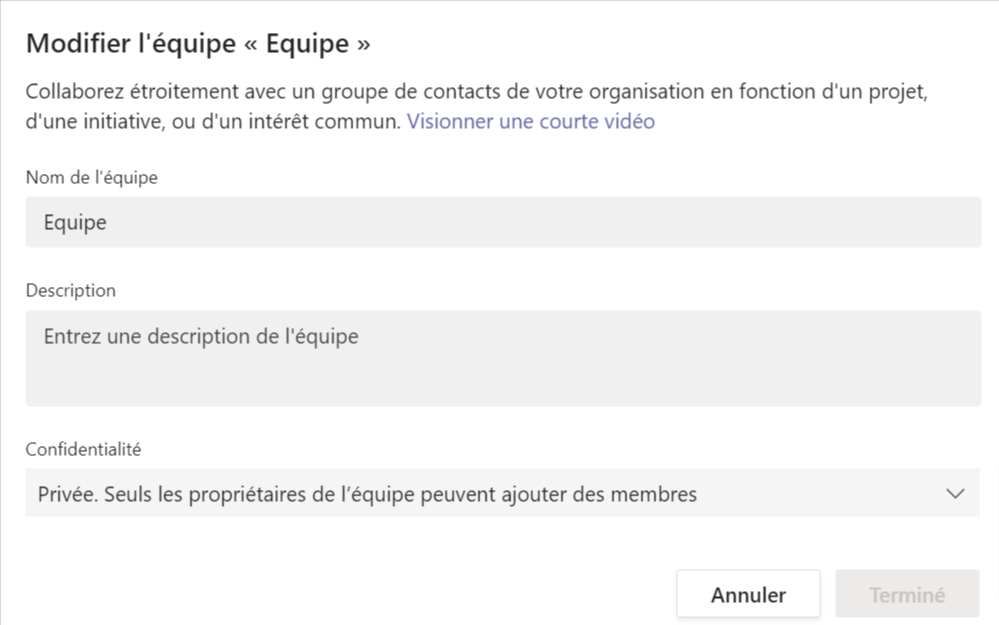 Changer encore nom équipe Microsoft Teams