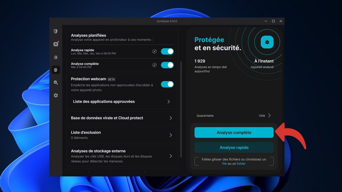 Surfshark Antivirus - Lancez une analyse complète du système © Clubic