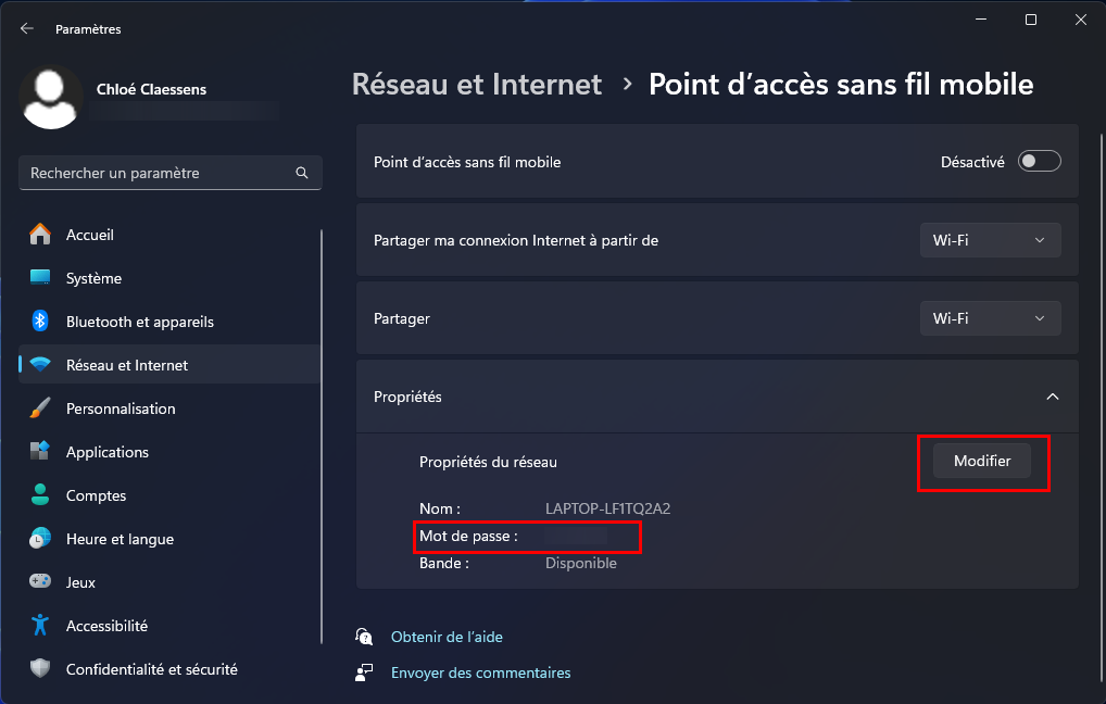 Trouvez et modifiez votre mot de passe de partage de connexion sur Windows © Clubic