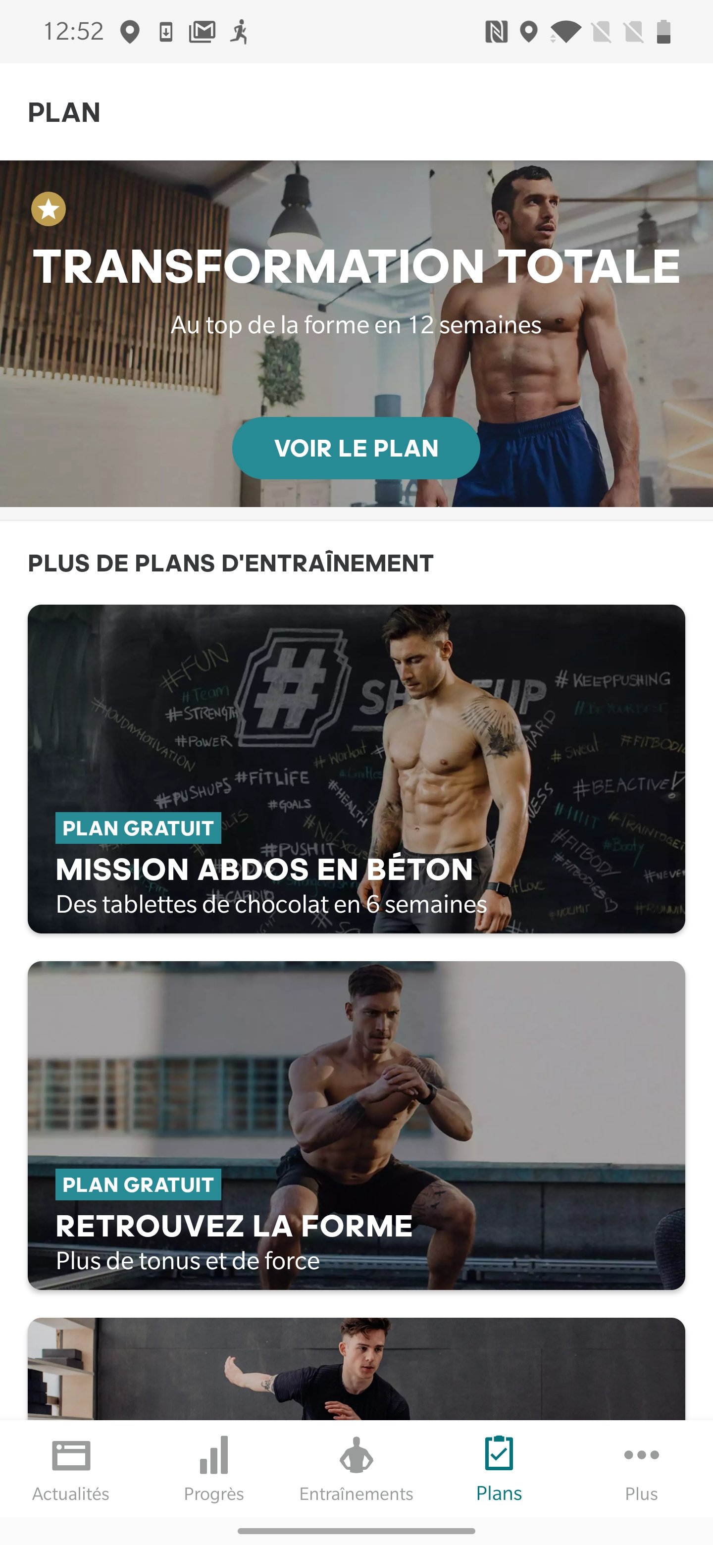 Application Adidas Training // Capture d'écran