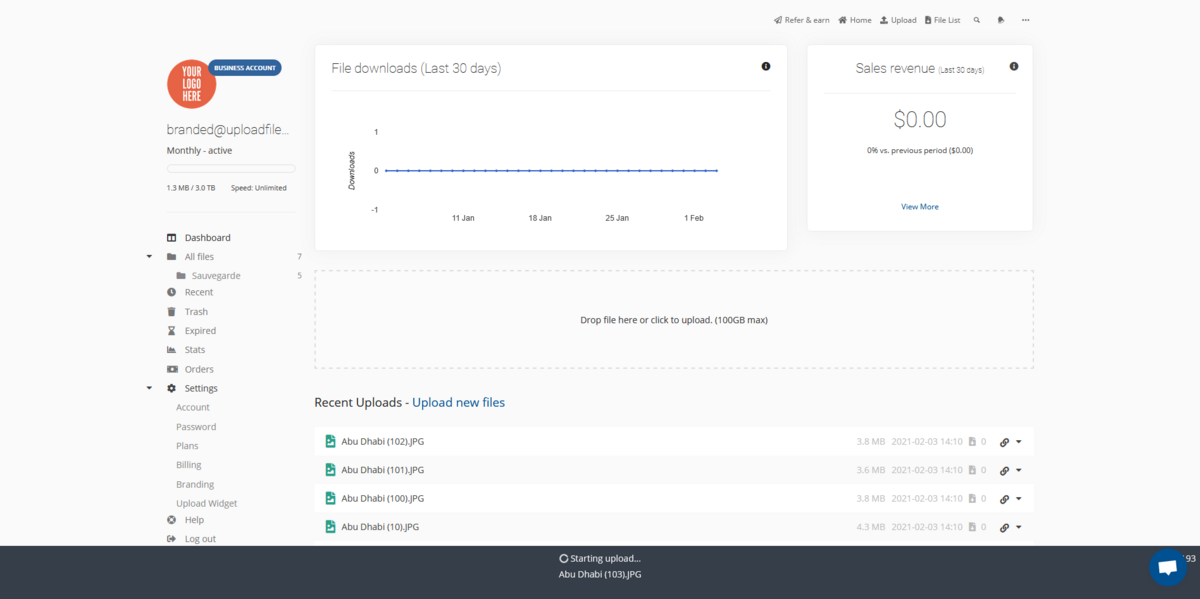 Ufile.io - Gestion des transferts