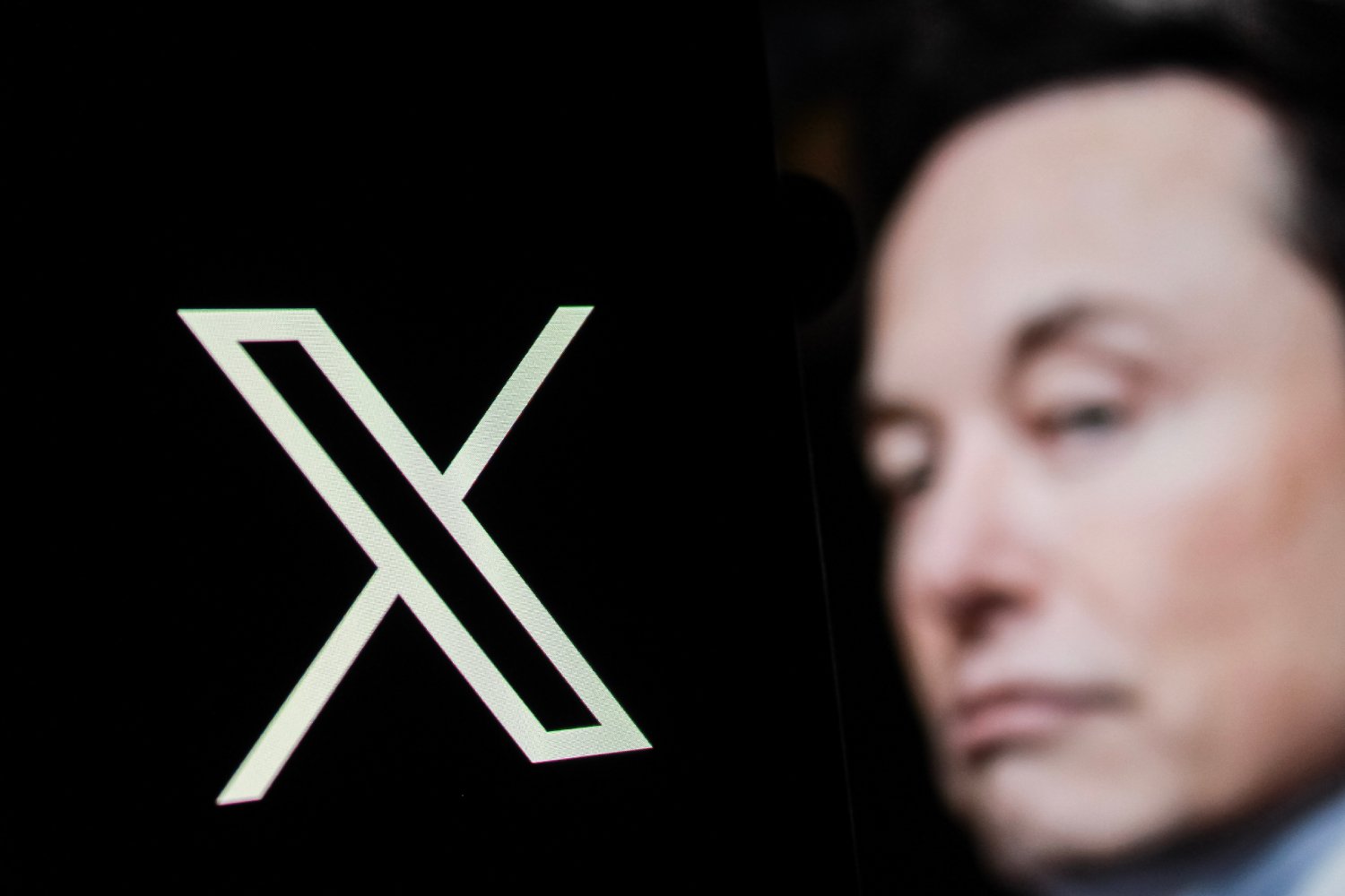 Elon Musk et le logo de X.com. ©Algi Febri Sugita / Shutterstock
