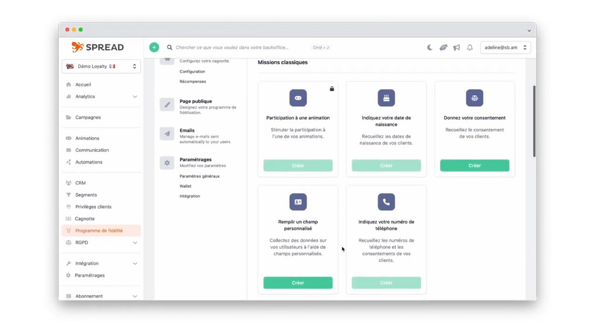 Développez votre propre programme de fidélité © Spread
