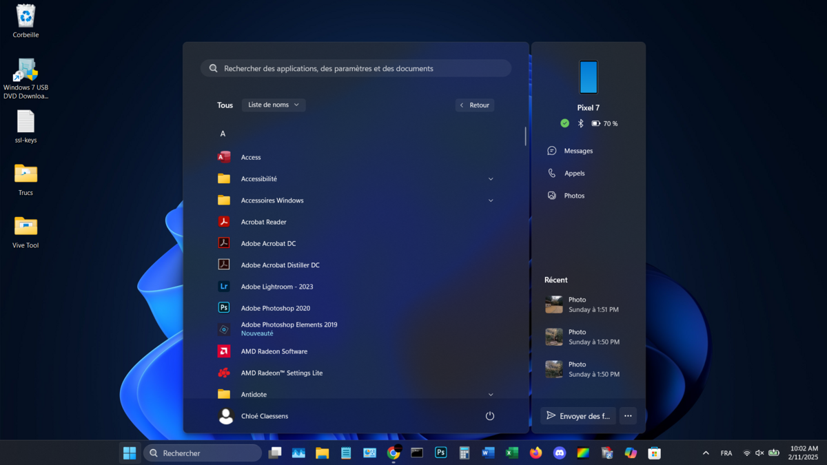 La prochaine version du menu Démarrer de Windows 11 pourrait adopter un affichage par défaut de ce type © Clubic