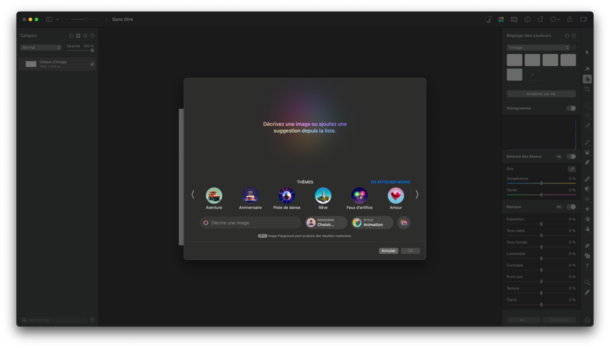 Image Playground dans Pixelmator Pro 3.7 ©Clubic