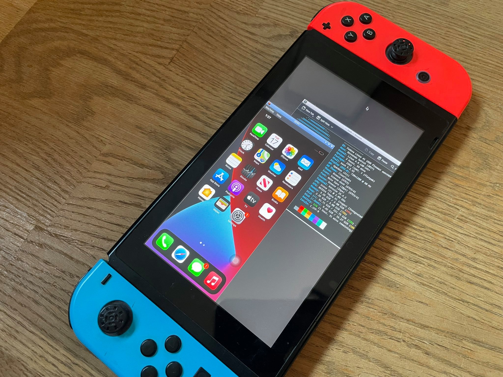 iOS s'affiche clairement sur la Nintendo Switch - © @Patrosi73 sur X