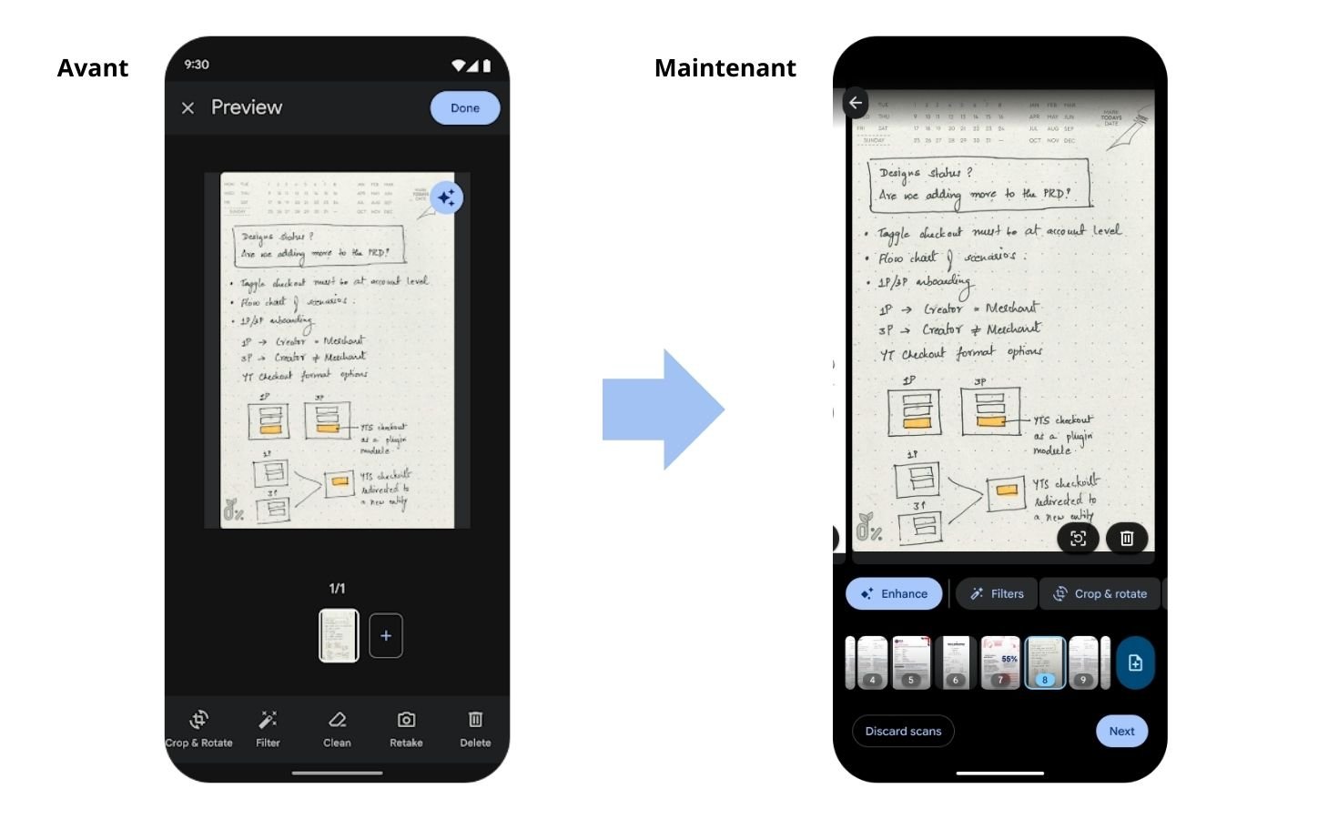 Google améliore l'expérience utilisateur de la fonction "Numériser" dans Google Drive. ©Google