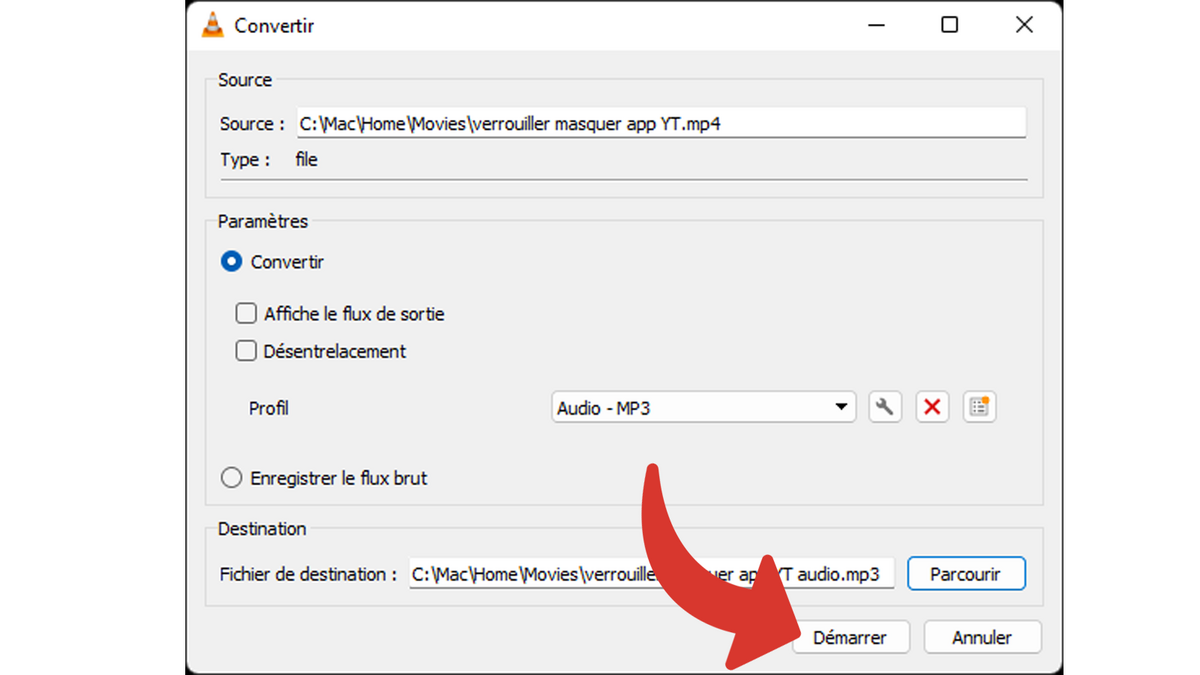 Démarrer la conversion de la vidéo YouTube en MP3 avec VLC © Clubic