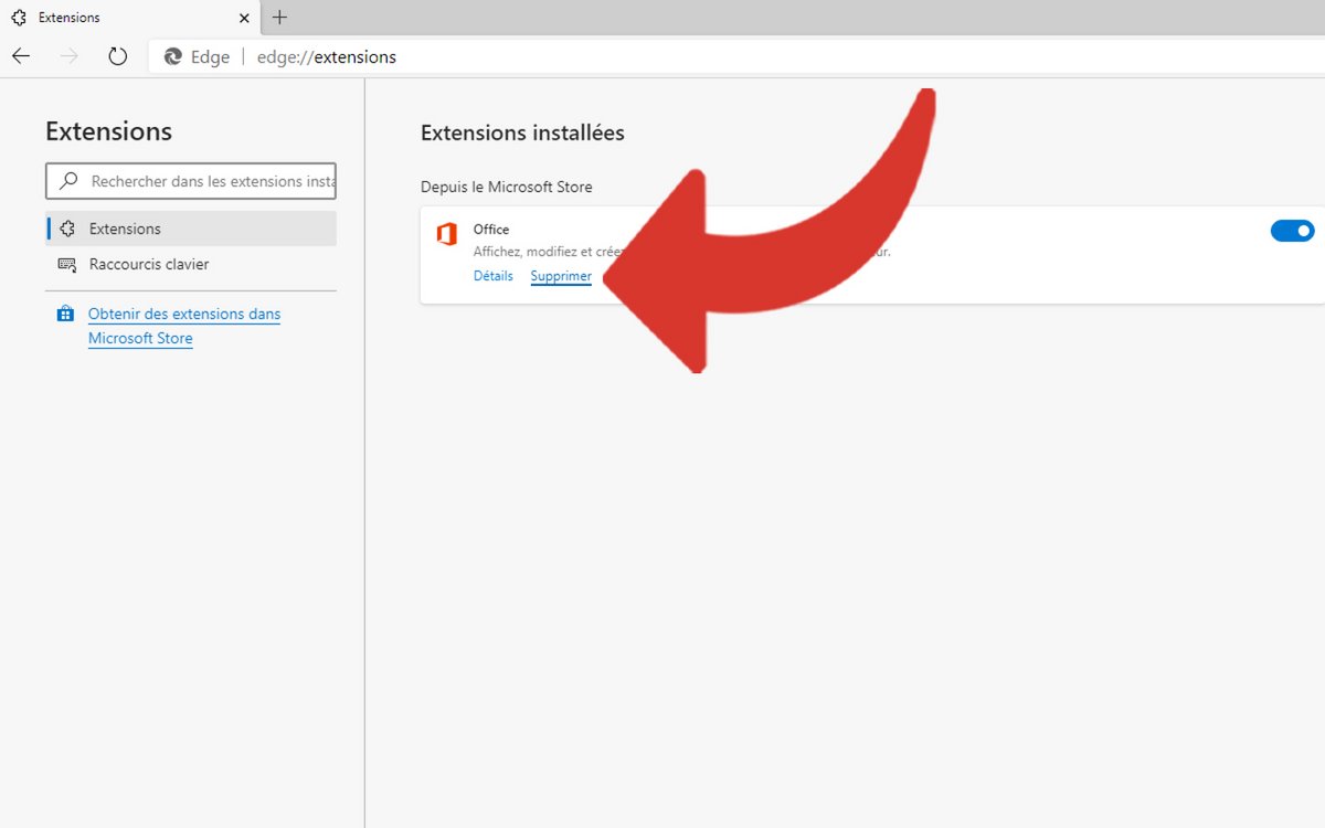 Supprimer extension Edge