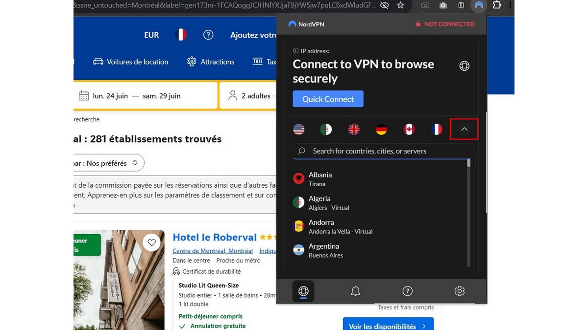 Extension de proxy NordVPN