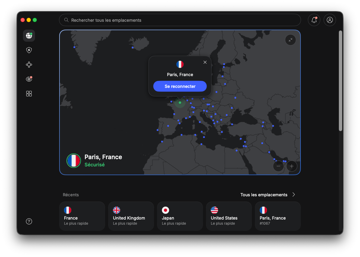 Par défaut, les connexions NordVPN utilisent NordLynx, une technologie développée autour de WireGuard. © Clubic