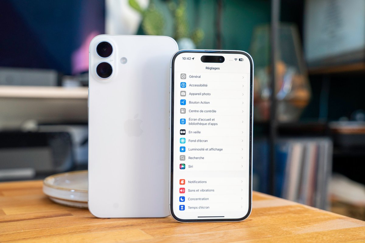 L'iPhone 16 affiché sur le menu Réglages © Pierre Crochart pour Clubic.com