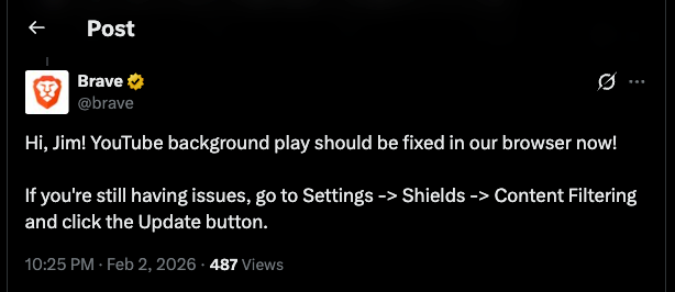 brave youtube