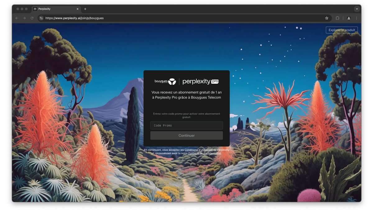 Page promotionnelle Bouygues Telecom pour Perplexity Pro © Axel Reghis | Bougyes Telecom