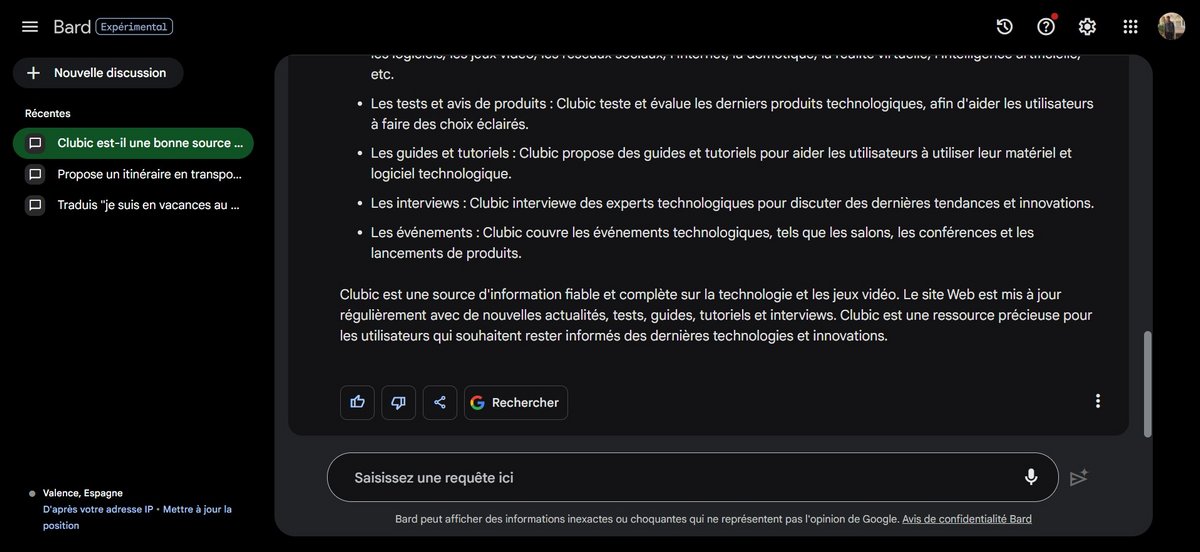 © Google Bard / Alexandre Schmid pour Clubic