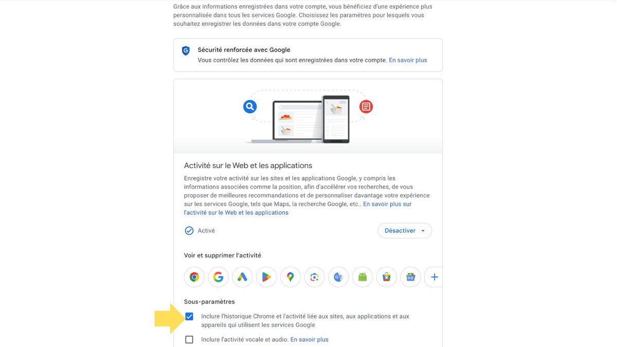 Désactivez votre historique d'activités. ©Google
