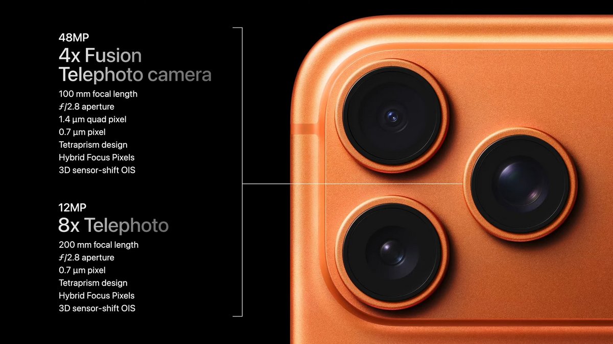 Détail du téléobjectif de l'iPhone 17 Pro. © Apple