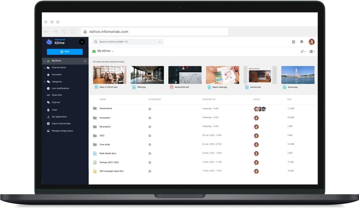 kDrive, un espace cloud pensé pour la collaboration © Infomaniak