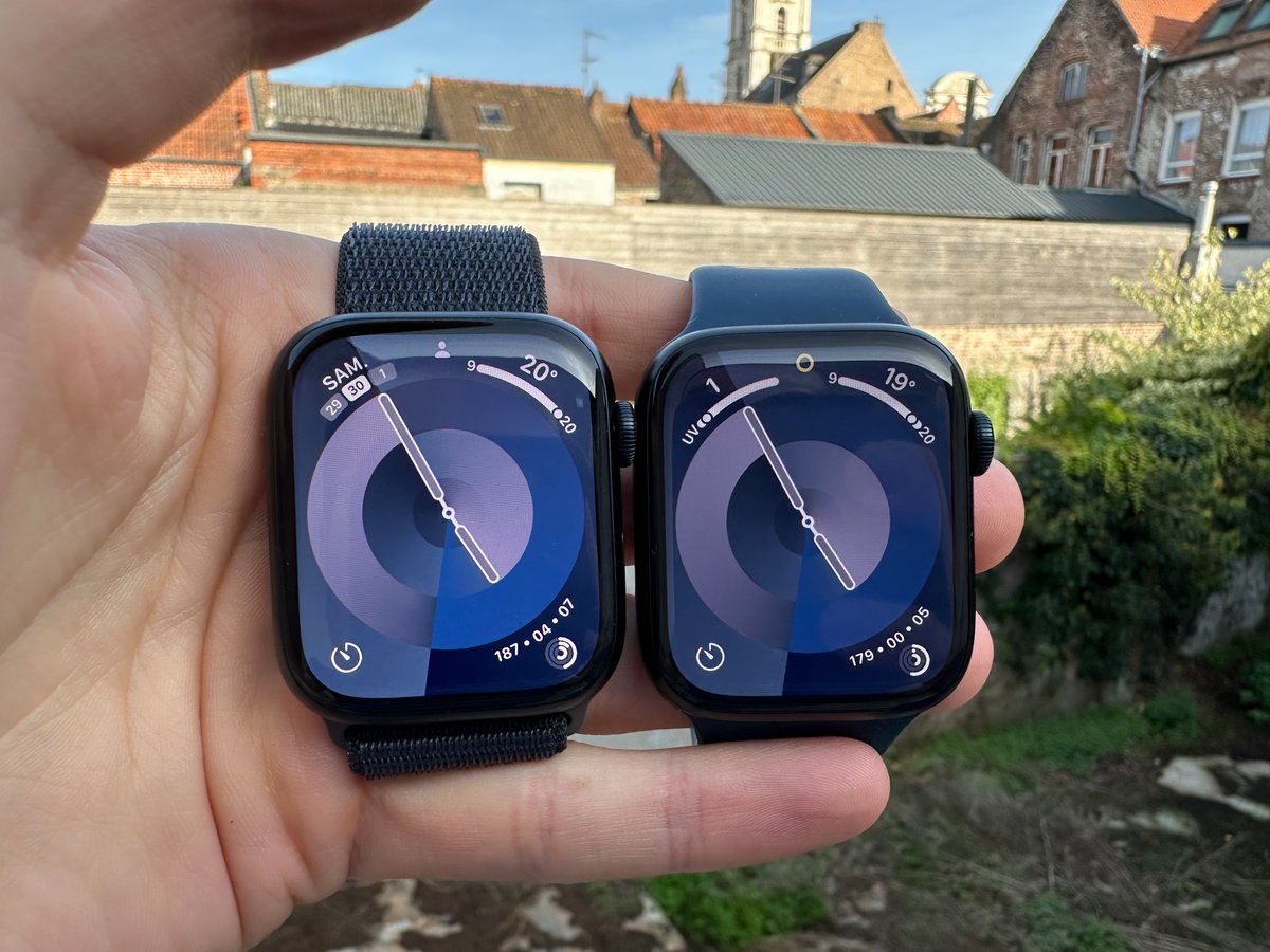 L'amélioration est subtile, mais visible (à droite, une Apple Watch Series 8) © Mathieu Grumiaux pour Clubic