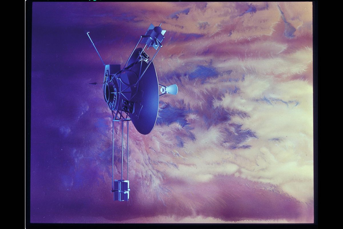 Vue d'artiste de Pioneer 10 au-dessus des nuages de Jupiter. Poétique... Crédits NASA