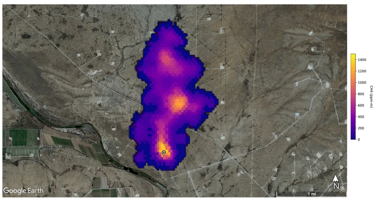 Une bouffée de méthane à haute concentration détectée au-dessus de puits de pétrole/gaz au Nouveau-Mexique © NASA / JPL-Caltech