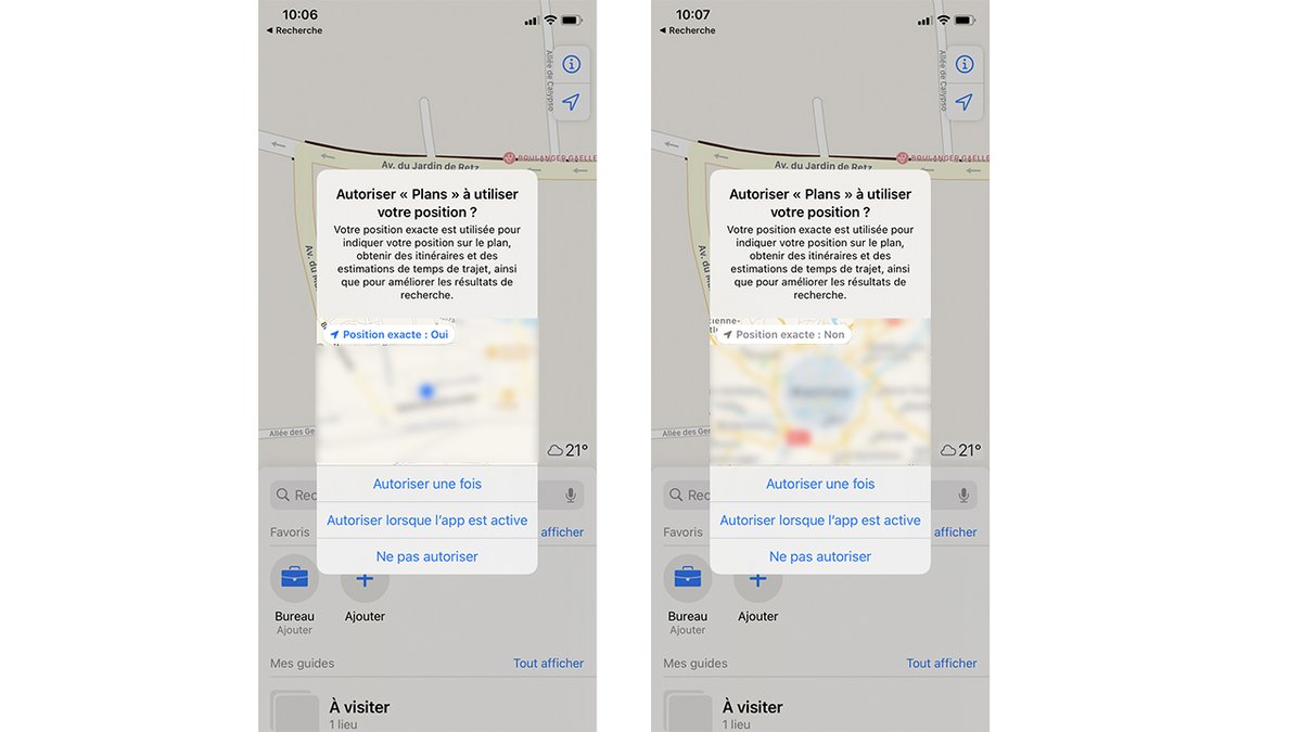 En décochant "position exacte", notre localisation devient suffisamment imprécise pour protéger sa vie privée.