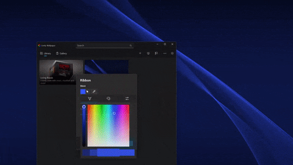 Interface de Lively Wallpaper offrant une palette de couleurs personnalisable pour les fonds d'écran.