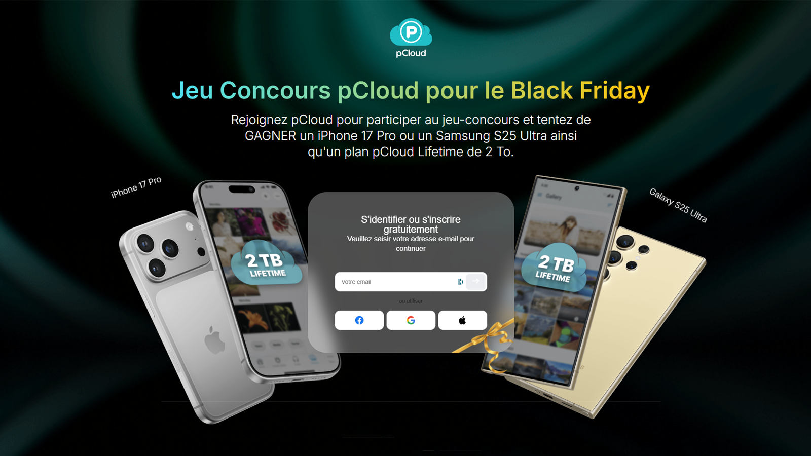 Inscrivez-vous en quelques secondes et tentez de gagner le gros lot ! @pCloud