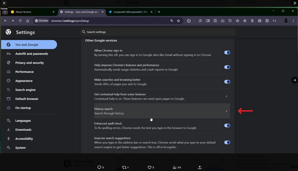 La fonctionnalité "Recherche historique propulsée par l'IA" n'est disponible que sur la version Canary de Google - Capture d'écran ©Leopeva64 sur X.com