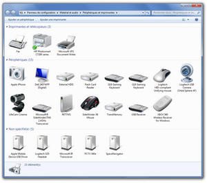 Application Périphériques et imprimantes
