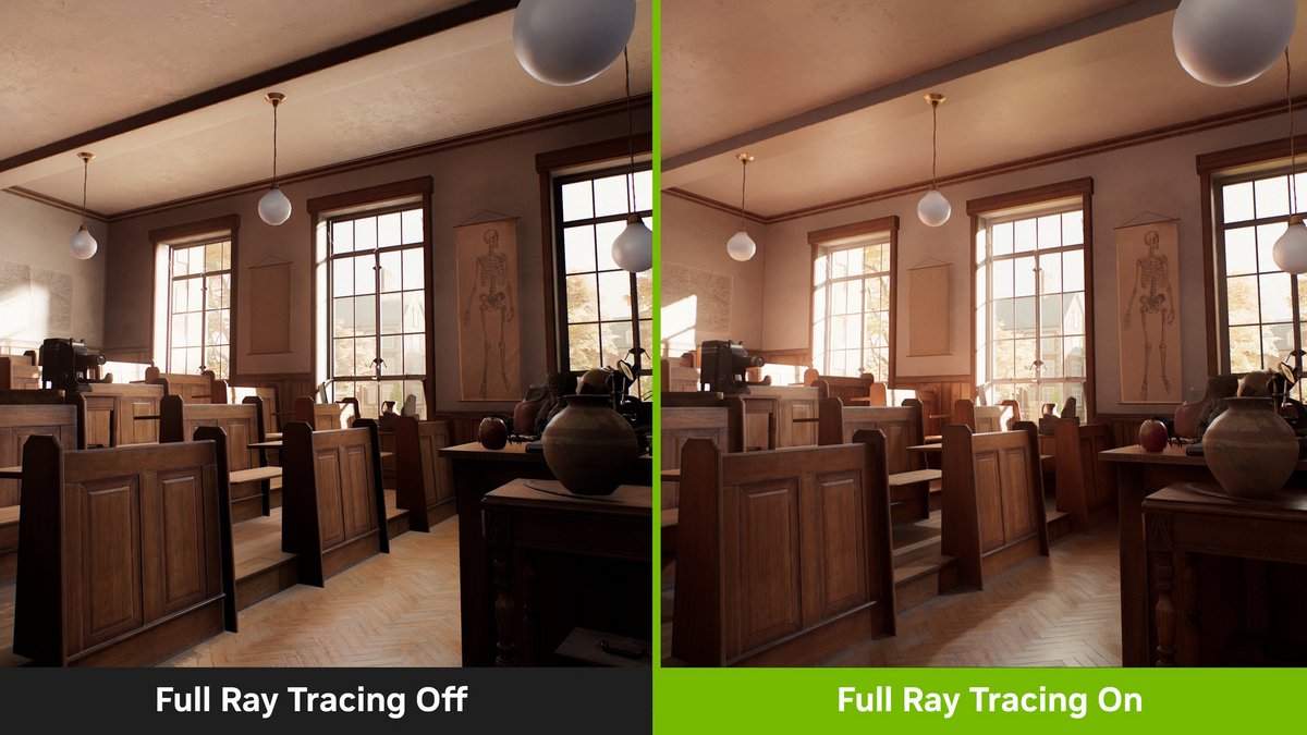 Grâce au path tracing, les éclairages sont bien plus nuancés, réalistes © NVIDIA