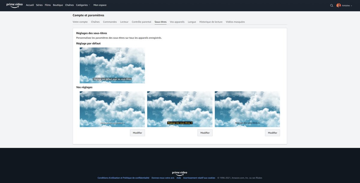 Prime Video - Les paramètres des sous-titres