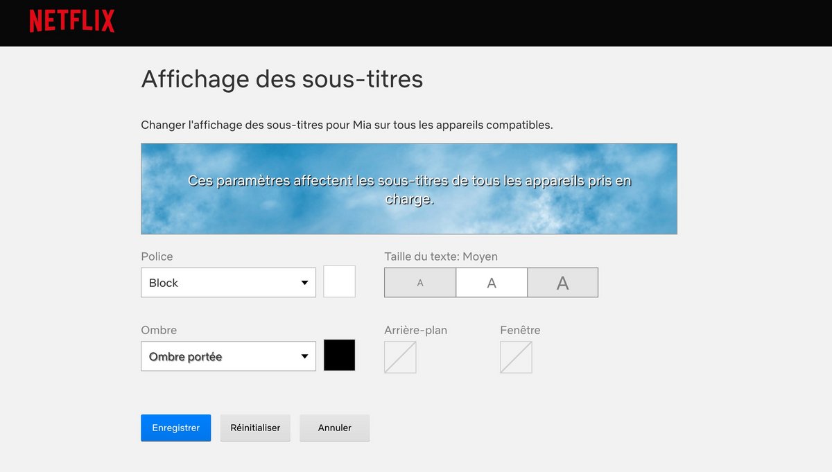 Modifiez l'aspect des sous-titres © Netflix