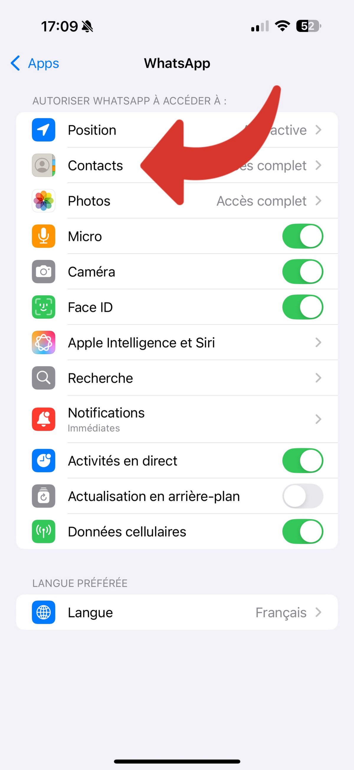 Apple Confidentialité Contacts