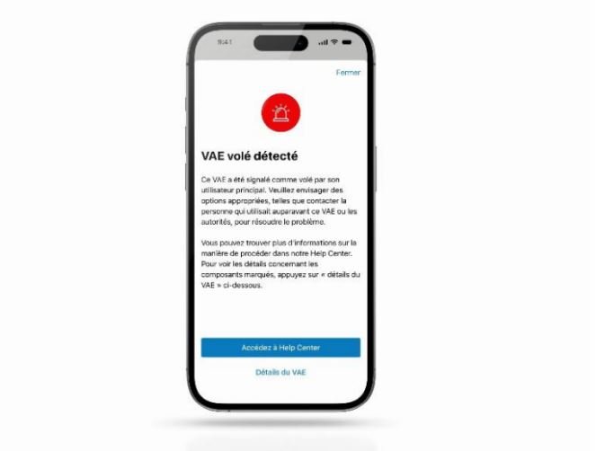 Via eBike Flow, on sait si le vélo a été signalé comme volé. ©Bosch