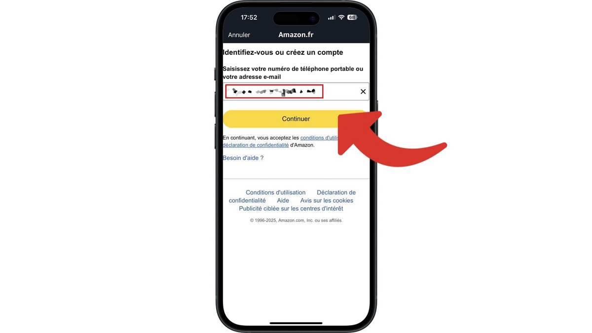 Saisir l'adresse e-mail pour se connecter à Amazon © Clubic