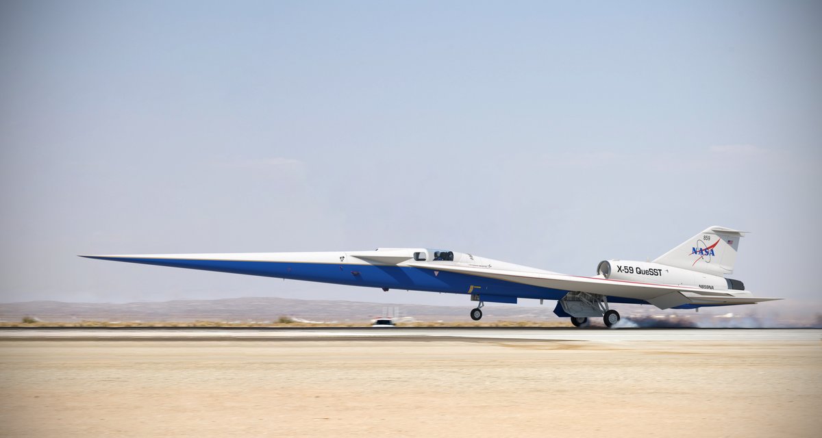 Sur le X-59 QueSST, aucune visibilité à l'avant. Le pilote se fie alors à un écran 4K qui transpose les images obtenues par des caméras. A l'époque du Concorde et du Tu-144, c'est tout le nez de l'appareil qui basculait pour offrir de la visibilité. Crédits: NASA