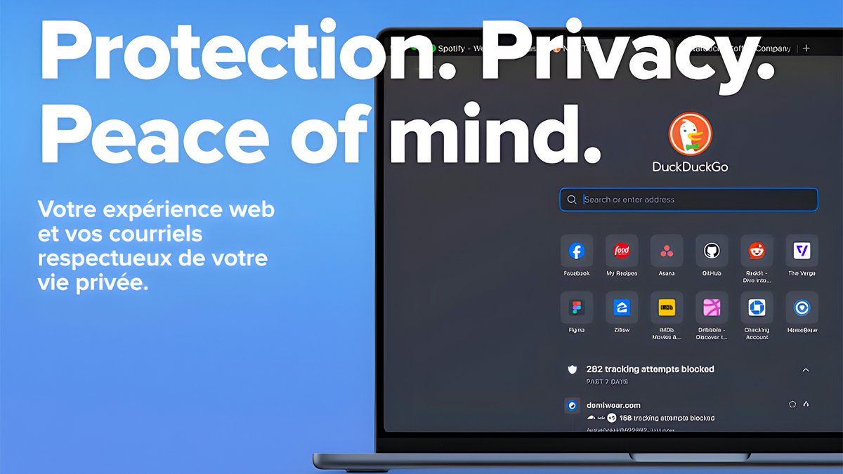 L’extension impose DuckDuckGo comme moteur par défaut pour des recherches anonymes sans traçage, tout en offrant raccourcis “d!” et résultats instantanés - © DuckDuckGo