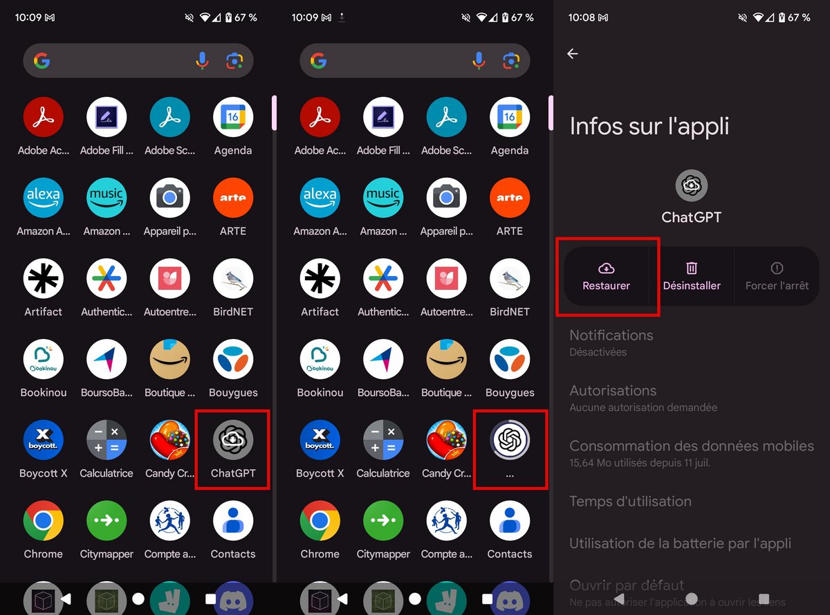 Désarchiver des applications sur Android 15 © Clubic