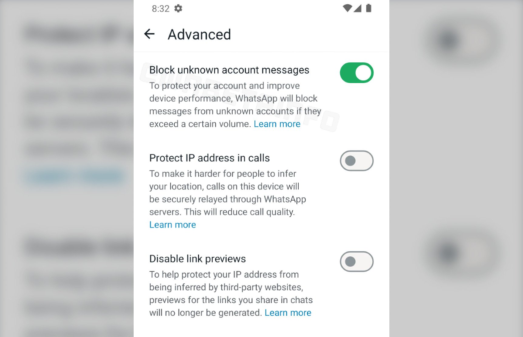 Le blocage automatique des messages indésirable devrait bientôt arriver sur Android en version stable © WABetaInfo