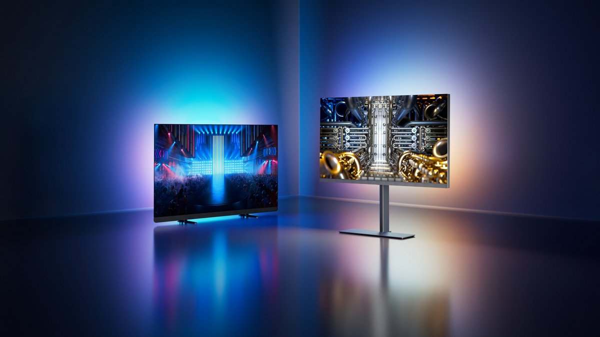 L'OLED+ 909, à gauche, et l'OLED+ 959 et son design premium à droite © Philips  