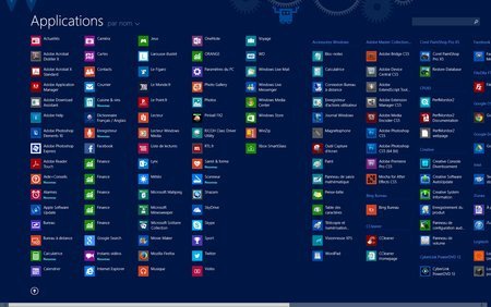 La vue Applications de Windows 8.1