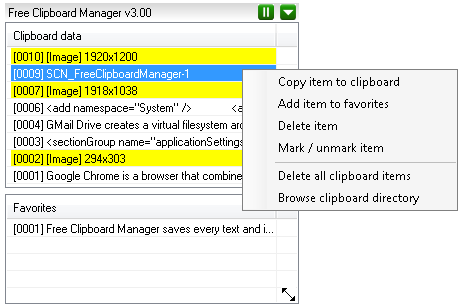 Free Clipboard Manager - Menu