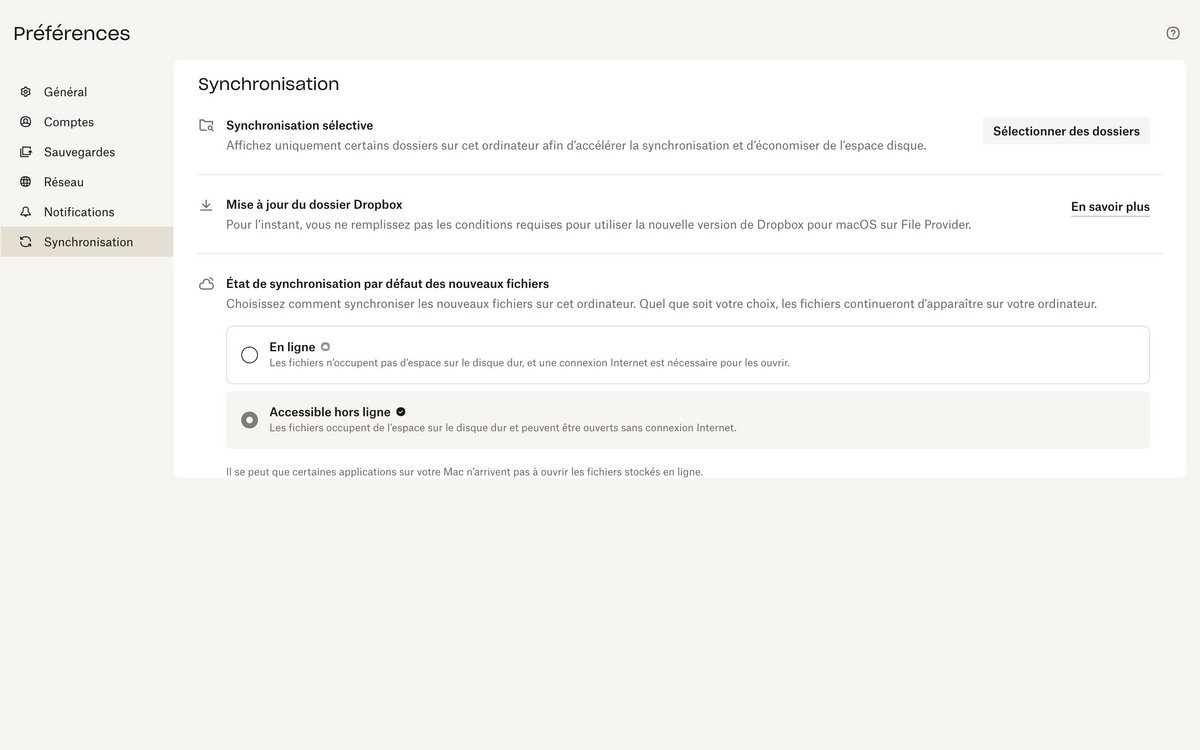 Configurez Dropbox pour consulter vos documents hors ligne © Dropbox