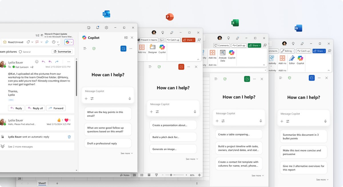 Copilot Chat dans les applications Office. ©Microsoft