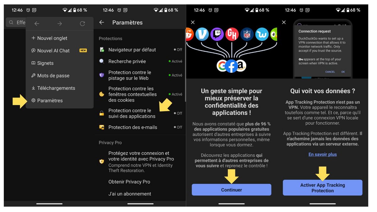 Activez la fonction App Tracking Protection. ©DuckDuckGo