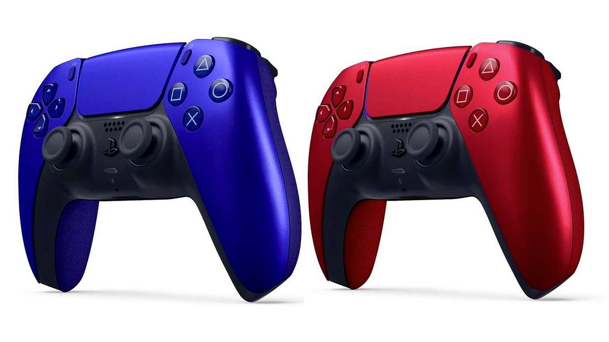 Les manettes Volcanic Red et Cobalt Blue