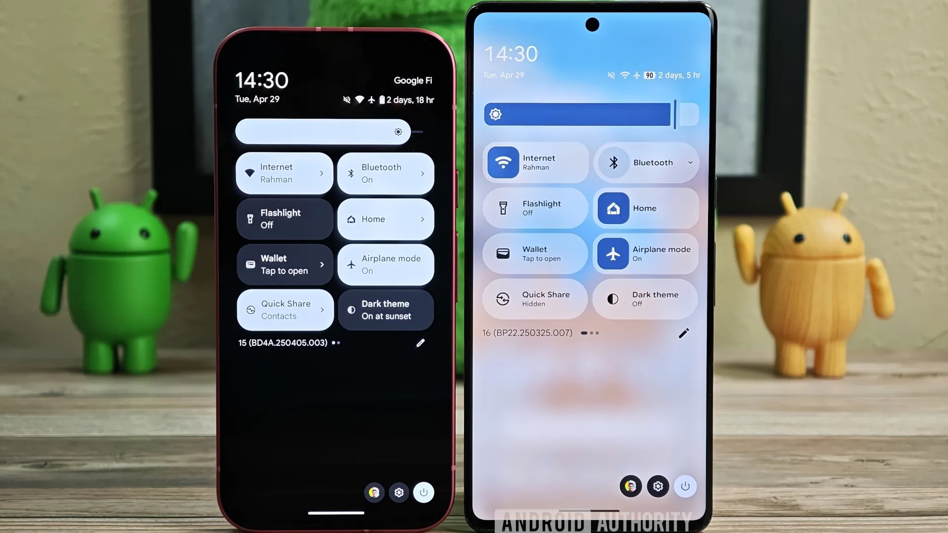 Fini le fond noir ou blanc uni, place au flou artistique qui promet une meilleure intégration visuelle des fonctions phares d'Android 16. © Android Authority