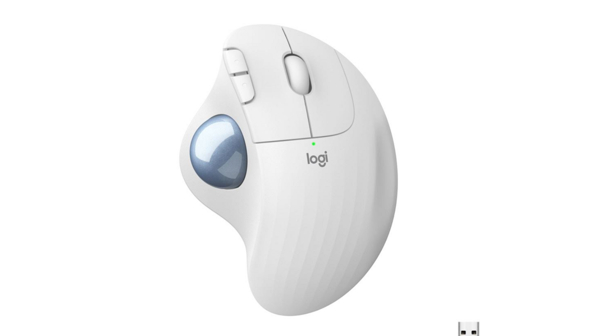 Une souris bureautique sans fil très ergonomique au design atypique.